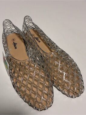 Clear Jelly Lattice Slip-On Flats - Transparent Women’s Shoes size 8 NWT